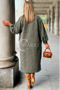 JOSEFINE Langer Cardigan-Mantel in Khaki mit Taschen