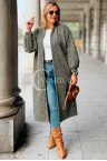 JOSEFINE Langer Mantel Überwurf Strickjacke Lockere Passform mit Taschen in Khaki