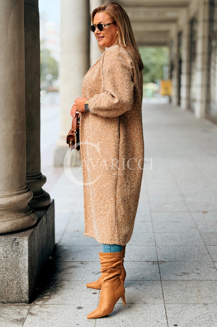 JOSEFINE Langer Cardigan-Mantel Beige | Locker & Stilvoll