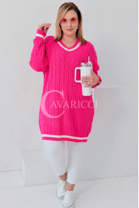 LUVINEVA Pullover in Bonbonrosa – Große Größen | Cavaricci.de