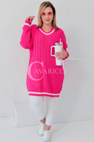 LUVINEVA Pullover in Bonbonrosa – Große Größen | Cavaricci.de