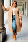 JOSEFINE Langer Mantel Überwurf Strickjacke Lockere Passform mit Taschen in Beige
