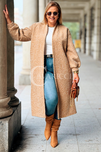 JOSEFINE Langer Cardigan-Mantel Beige | Locker & Stilvoll