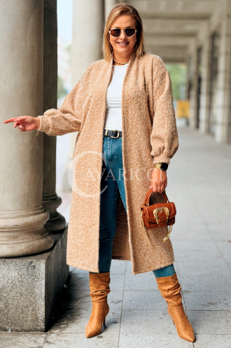 JOSEFINE Langer Cardigan-Mantel Beige | Locker & Stilvoll