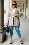 HEDDA Damen-Wildlederjacke mit Taillenbindung und Taschen in der Farbe Fango