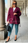 HEDDA Damen-Wildlederjacke mit Taillenbindung und Taschen in Bordeauxrot