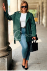 HEDDA Damen-Wildlederjacke mit Taillenbindung und Taschen in Flaschengrün