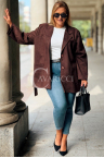 HEDDA Damen-Wildlederjacke mit Taillenbindung und Taschen in Schokoladenbraun