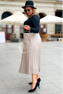 ANKE Lange Plisseerock mit Taschen – Elegantes Wildleder Fango