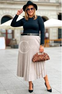ANKE Lange Plisseerock mit Taschen – Elegantes Wildleder Fango