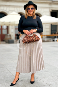 ANKE Lange Plisseerock mit Taschen – Elegantes Wildleder Fango