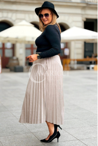 ANKE Lange Plisseerock mit Taschen – Elegantes Wildleder Fango