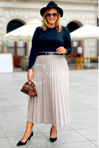 ANKE Lange Plisseerock mit Taschen – Elegantes Wildleder Fango