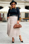 ANKE Langer Plisseerock mit Taschen Elegant Wildleder in der Farbe Fango