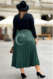 ANKE Eleganter Langer Plisseerock mit Taschen Flaschengrün
