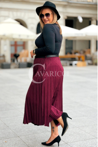 ANKE Lange Plisseerock mit Taschen Elegantes Wildleder Bordeaux