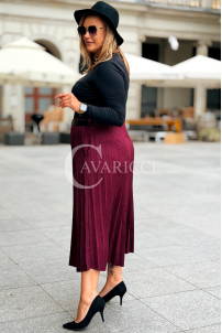 ANKE Lange Plisseerock mit Taschen Elegantes Wildleder Bordeaux