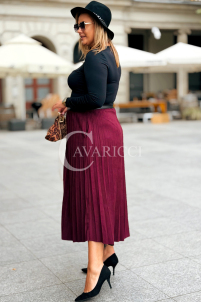 ANKE Lange Plisseerock mit Taschen Elegantes Wildleder Bordeaux