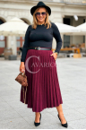 ANKE Langer Plisseerock mit Taschen Eleganter Wildlederrock in Bordeauxrot