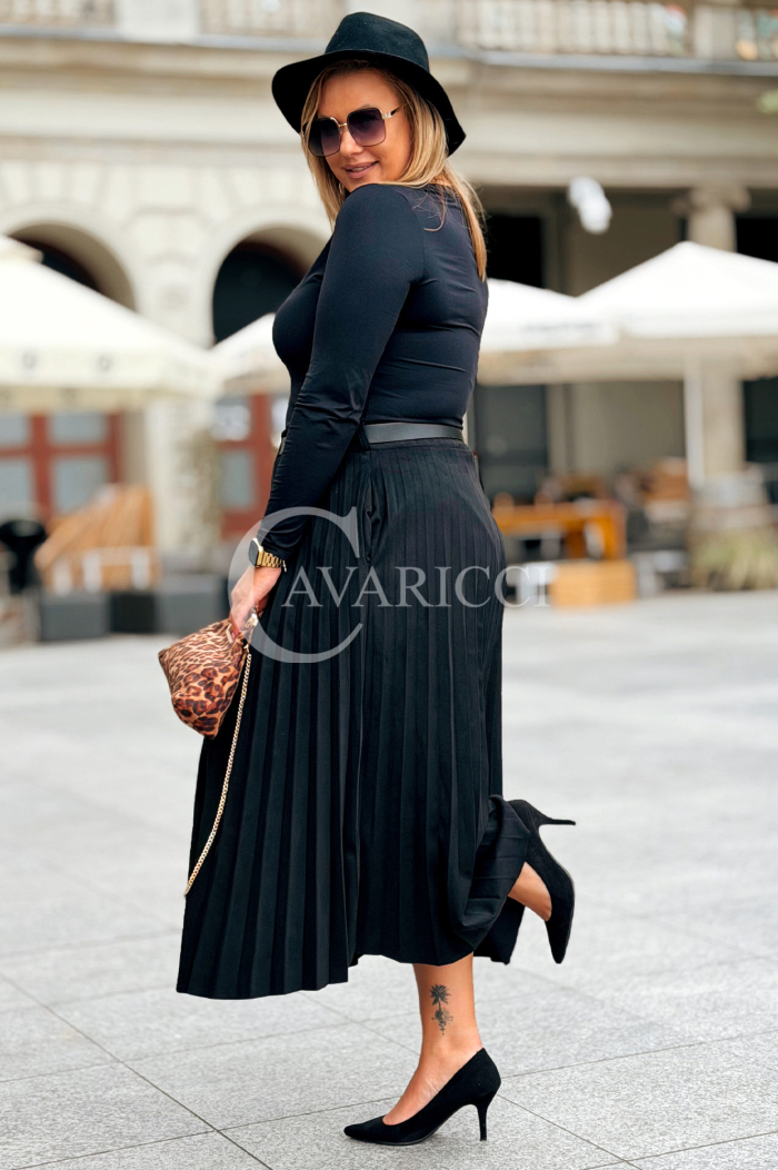 ANKE Lange Plisseerock mit Taschen – Elegant & Wildleder