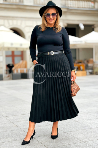 ANKE Lange Plisseerock mit Taschen – Elegant & Wildleder