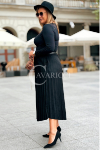 ANKE Lange Plisseerock mit Taschen – Elegant & Wildleder