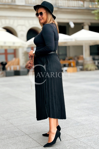 ANKE Lange Plisseerock mit Taschen – Elegant & Wildleder