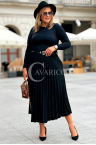 ANKE Langer Plissierter Rock mit Taschen Elegant Wildleder in Schwarz
