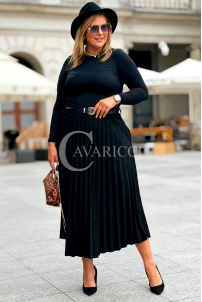 ANKE Lange Plisseerock mit Taschen – Elegant & Wildleder