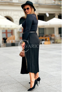 ANKE Lange Plisseerock mit Taschen – Elegant & Wildleder