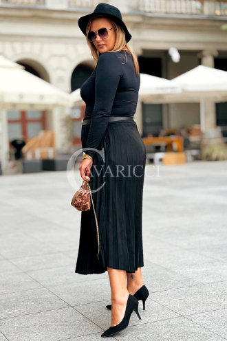 ANKE Lange Plisseerock mit Taschen – Elegant & Wildleder