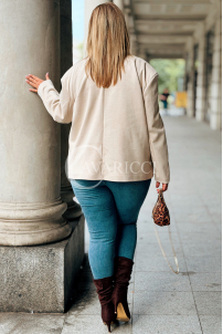 INGRID Zamszowa Marynarka Plus Size – Elegancja Beż