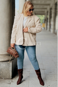 INGRID Zamszowa Marynarka Plus Size – Elegancja Beż