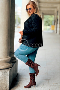 INGRID Zamszowa Marynarka Plus Size – Czarna | Elegancja