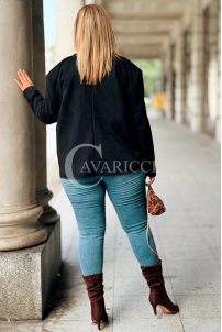 INGRID Zamszowa Marynarka Plus Size – Czarna | Elegancja