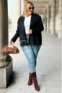 INGRID Zamszowa Marynarka Plus Size – Czarna | Elegancja
