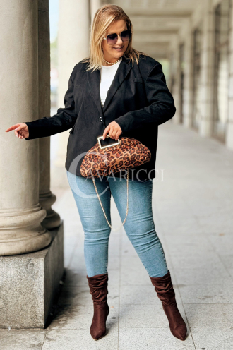 INGRID Zamszowa Marynarka Plus Size – Czarna | Elegancja
