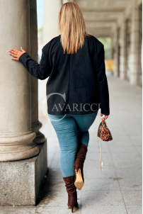 INGRID Zamszowa Marynarka Plus Size – Czarna | Elegancja