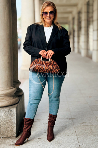 INGRID Zamszowa Marynarka Plus Size – Czarna | Elegancja