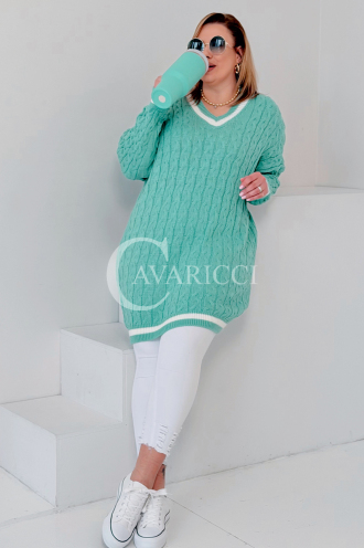 LUVINEVA Pullover in Mintgrün – Große Größen | Cavaricci.de