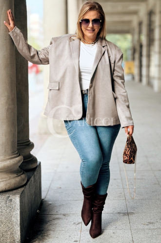 INGRID Zamszowa Marynarka Plus Size – Elegancja Fango