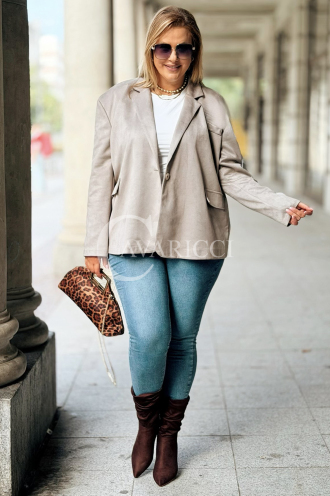 INGRID Zamszowa Marynarka Plus Size – Elegancja Fango