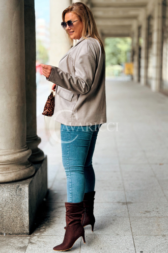 INGRID Zamszowa Marynarka Plus Size – Elegancja Fango