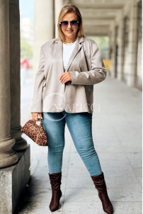 INGRID Zamszowa Marynarka Plus Size – Elegancja Fango