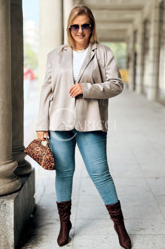 INGRID Zamszowa Marynarka Plus Size – Elegancja Fango