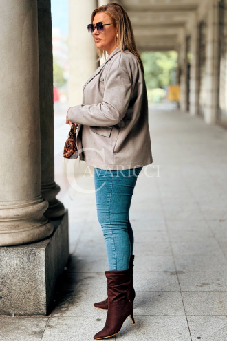 INGRID Zamszowa Marynarka Plus Size – Elegancja Fango