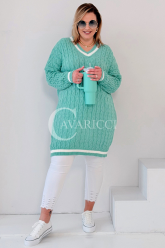 LUVINEVA Pullover in Mintgrün – Große Größen | Cavaricci.de