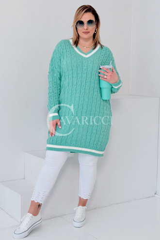 LUVINEVA Pullover in Mintgrün – Große Größen | Cavaricci.de