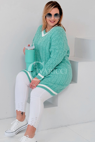 LUVINEVA Pullover in Mintgrün – Große Größen | Cavaricci.de