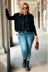 MARGA Kurze Wildleder-Weste mit Futter & Taschen – Schwarz